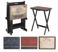 Cape Craftsmen Set di 4 vassoi classici per TV con etichetta del vino italiano toscano, pieghevoli, con supporto, tavoli da portata decorativi facili da riporre per attività domestiche