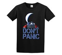 capeclain Dont Panic Starman Filip Hellman Transparent Unisex 100% Cotton Short-Sleeve T-Shirts Black L