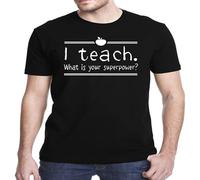 capeclain Grossbull I Teach What Is Your Superpower Teacher Unisex 100% Cotton Short-Sleeve T-Shirts Black M