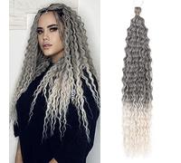 Capelli a Torsione Profonda all'Uncinetto Onda d'Acqua Torsione Fasci di Capelli Sintetici Ricci Che Intrecciano l'Estensione dei Capelli Ombre, 22Inch 3 Packs