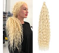 Capelli a Torsione Profonda all'Uncinetto Onda d'Acqua Torsione Fasci di Capelli Sintetici Ricci Che Intrecciano l'Estensione dei Capelli Ombre, 22Inch 3 Packs