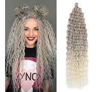 Capelli a Torsione Profonda all'Uncinetto Onda d'Acqua Torsione Fasci di Capelli Sintetici Ricci Che Intrecciano l'Estensione dei Capelli Ombre, 22Inch 3 Packs