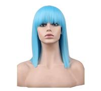 Capelli Artificiali, Parrucca Bob colorata Donne Ragazze Parrucche a spalla Lunghezza presagio Ragazze Capelli lisci sintetici Frangia di capelli soffici per la festa Cospla