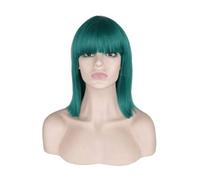 Capelli Artificiali, Parrucca Bob colorata Donne Ragazze Parrucche a spalla Lunghezza presagio Ragazze Capelli lisci sintetici Frangia di capelli soffici per la festa Cospla