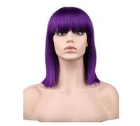 Capelli Artificiali, Parrucca Bob colorata Donne Ragazze Parrucche a spalla Lunghezza presagio Ragazze Capelli lisci sintetici Frangia di capelli soffici per la festa Cospla