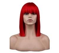 Capelli Artificiali, Parrucca Bob colorata Donne Ragazze Parrucche a spalla Lunghezza presagio Ragazze Capelli lisci sintetici Frangia di capelli soffici per la festa Cospla