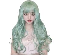 Capelli Artificiali, Parrucca naturale dall'aspetto verde ondulato lungo Parrucca finta classica alla moda da donna Comoda forma del viso modificata per l'uso quotidiano naturale