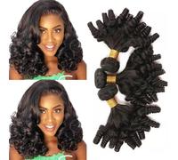 Capelli Brasiliani 3 Ciocche con Chiusura Capelli Ricci Corti Umani Tessitura Capelli Brasiliani Non Trattati Estensioni Capelli Umani Testa Completa Colore Naturale,20 22 24+20closure