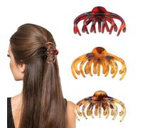 Capelli centrali per donne - Clip per capelli polpo 4 pezzi Clip per artiglio leopardo | Grandi clip per mascella di manutenzione senza slittamento per accessori per capelli lunghi ed ele