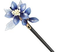 capelli cinesi Bacchette for capelli vintage, accessori for capelli cinesi Hanfu, bastoncini for capelli in legno ebanizzato nero, fiore blu