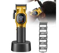 Capelli Clippers Uomini, Kit di taglio dei capelli barbiere elettrico a corda con display LCD, ricaricabile, clipper agli ioni di litio, con 6 pettini guida per uomini, per taglio dei capelli gold