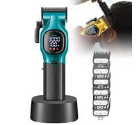 Capelli Clippers Uomini, Kit di taglio dei capelli barbiere elettrico a corda con display LCD, ricaricabile, clipper agli ioni di litio, con 6 pettini guida per uomini, per taglio dei capelli green