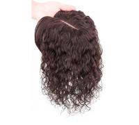 Capelli con frangia per donna, 13 x 13 cm, base grande, parrucche ricce corte aggiunge volume ai capelli (marrone scuro)