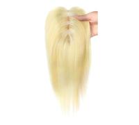 Capelli da donna da 10 pollici, senza frangia, capelli sintetici lisci come la seta, base in pizzo grande 4,3 x 3,2 pollici, aggiunge volume ai capelli (biondo)