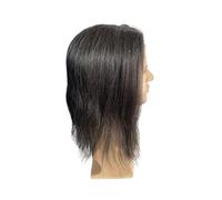 Capelli da uomo Parrucchino da uomo con pizzo svizzero sul davanti # 1B20 Base in pelle sottile capello umano a V Parrucche per tutti i giorni