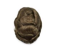 Capelli da uomo Parrucchino for capelli umani for uomo, linea sottile invisibile, parte superiore in pizzo, perimetro della pelle in PU maschile Parrucche per tutti i giorni(6#)