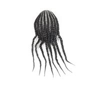 Capelli da uomo Parrucchino intrecciato a scatola di cornrow for uomo Pezzi capelli umani Pizzo traspirante con sistema sostituzione in PU Capelli # 1B Parrucche per tutti i giorni(6x8)