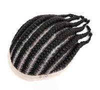 Capelli da uomo Protesi for capelli maschili con base in pizzo completo, trecce all'uncinetto, sistema di capelli umani for uomo, 8"x10" Parrucche per tutti i giorni(1 - Jet Black)