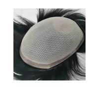 Capelli da uomo Protesi for capelli maschili con capelli umani, traspirante, in pizzo francese, in pelle PU, sistemi di sostituzione dei capelli da uomo, unità di capelli Remy lisci neri naturali Parr