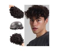 Capelli da uomo Unità di capelli umani indiani da 25 mm, protesi capillare maschile con base in pelle intera, iniettata in PU Parrucche per tutti i giorni(1b#,6x8)