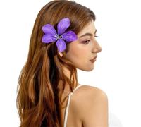 Capelli Fiori Artificiali 3pcs Fashion Elegance Lily Flower Hair Clip Girls Women Summer Beach Vacation Barrettes Multicolor Hairpin(Purple01)