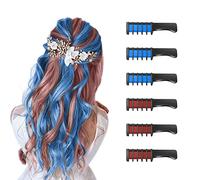 Capelli Gesso Pettine per Ragazze,6 Pezzi Gessetti per Capelli Temporanei Gesso Regalo di Compleanno per Bambini Età 5 6 7 8 9 10 Lavabile Tintura per Party,Giorno dei Bambini e Pasqua(Blu+Rosso)