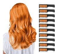 Capelli Gesso Pettine per Ragazze e Bambini,10 Pezzi Gessetti per Capelli Temporanei Gesso Regalo di Compleanno per Bambini Età 5 6 7 8 9 10 Lavabile Tintura per Party,Natale e Cosplay(Arancia)