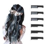 Capelli Gesso Pettine per Ragazze e Bambini, 6 Pezzi Gessetti per Capelli Temporanei Gesso Regalo di Compleanno per Bambini Età 5 6 7 8 9 10 Lavabile Tintura per Party, Natale e Cosplay (Argento+Nero)