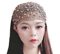 Capelli in pizzo: fascia in pizzo con perline con perline, tessitura a maglia larga Flower Lace Stretch Bands | Accessorio per capelli Boho per ragazze donne, involucro per la testa