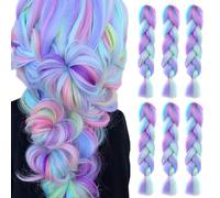 Capelli intrecciati viola, intrecciati colorati da 6 pezzi, estensioni colorate sintetiche, dreadlocks per donne intrecciate a torsione 23.6in per donne, viola