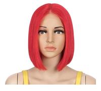 Capelli lisci, parrucche corte bob, parrucche sintetiche in pizzo per donne, fibre resistenti al calore, capelli sintetici, parrucche cosplay aggiungono volume ai capelli (rosso)