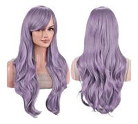 Capelli lunghi da 28 pollici, parrucche ondulate con frangia for parrucca for costume cosplay Soffice e Naturale(Purple)