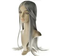 Capelli lunghi lisci grigio argento Punto medio per capelli in fibra femminile