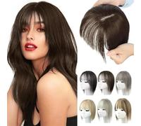 Capelli naturali con bangs for Women, Wig Toppers for Thinning Hair Hair Hair White Beige Gray Cosplay Replacement Hair Wigs (05# Dark Brown)