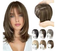 Capelli naturali con bangs for Women, Wig Toppers for Thinning Hair Hair Hair White Beige Gray Cosplay Replacement Hair Wigs (02# Brown)