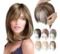 Capelli naturali con bangs for Women, Wig Toppers for Thinning Hair Hair Hair White Beige Gray Cosplay Replacement Hair Wigs (06# Gold-Brown)
