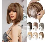 Capelli naturali con bangs for Women, Wig Toppers for Thinning Hair Hair Hair White Beige Gray Cosplay Replacement Hair Wigs (12# Yellow Brown)