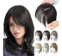 Capelli naturali con bangs for Women, Wig Toppers for Thinning Hair Hair Hair White Beige Gray Cosplay Replacement Hair Wigs (04# Black)