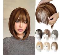 Capelli naturali con bangs for Women, Wig Toppers for Thinning Hair Hair Hair White Beige Gray Cosplay Replacement Hair Wigs (08# Caffè)