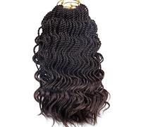 Capelli ondulati senegalesi intrecciati all'uncinetto per donne di colore - 35,5 cm, 6 confezioni, pre-loop con estremità ricci (4#)