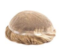 Capelli parrucca per uomo Parrucca da uomo Sistema di capelli in pizzo francese for uomo Capelli biondi Parrucca in pizzo completo for uomo Protesi capillare maschile durevole in magazzino Parrucca da