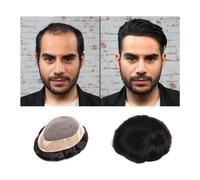 Capelli parrucca per uomo Parrucca for uomo Capelli umani indiani Rivestimento monopoli fine intorno al parrucchino maschile Sistema di capelli monofilamento NPU traspirante Unità Protesi capillare ma