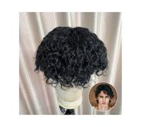 Capelli parrucca per uomo Parrucca riccia for uomo in capelli Remy indiani, traspirante, mono base con PU attorno al sistema di capelli, unità di capelli umani con onda d'acqua nera, protesi for capel