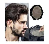 Capelli parrucca per uomo Parrucchino da uomo Australia-Doppio strato di pizzo con parrucca base in PU 7×9" Protesi for capelli maschili traspiranti Densità del 130% Unità di sistemi di capelli umani