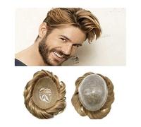 Capelli parrucca per uomo Toupee for uomo Capelli corti veri europei 0.1-0.12mm Silicone durevole Tutto PU iniettato Base 6 pollici Capelli corti Densità 120% Parrucchino for uomo Sistema di capelli u