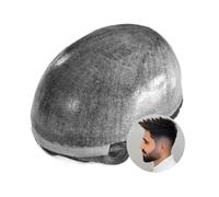 Capelli parrucca per uomo Toupet for uomo 0,1-0,12 mm sistema di capelli for uomo con base in PU e iniezione di pelle sottile, sistema di sostituzione dei capelli umani indiani, protesi for capelli ma