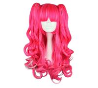 Capelli Parrucche per Donne 28" Rosa Rosso riccioo Parrucca con Parrucca Cuffia
