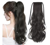 Capelli per capelli umani, estensione della coda di cavallo, parrucca riccia ondulata dall'aspetto naturale da 22 pollici con covi di seta ad alta temperatura per le donne