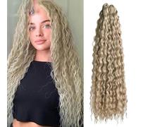 Capelli ricci Afro Curl Twist Crochet Capelli sintetici Onda profonda Treccia Extension Capelli ricci Ombre Acqua Onda Treccia Capelli-24-22 pollici-55 cm-5 pezzi