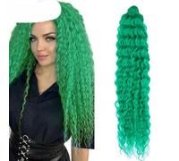 Capelli ricci Afro Curl Twist Crochet Capelli sintetici Onda profonda Treccia Extension Capelli ricci Ombre Acqua Onda Treccia Capelli-Verde-22 pollici-55 cm-5 pezzi